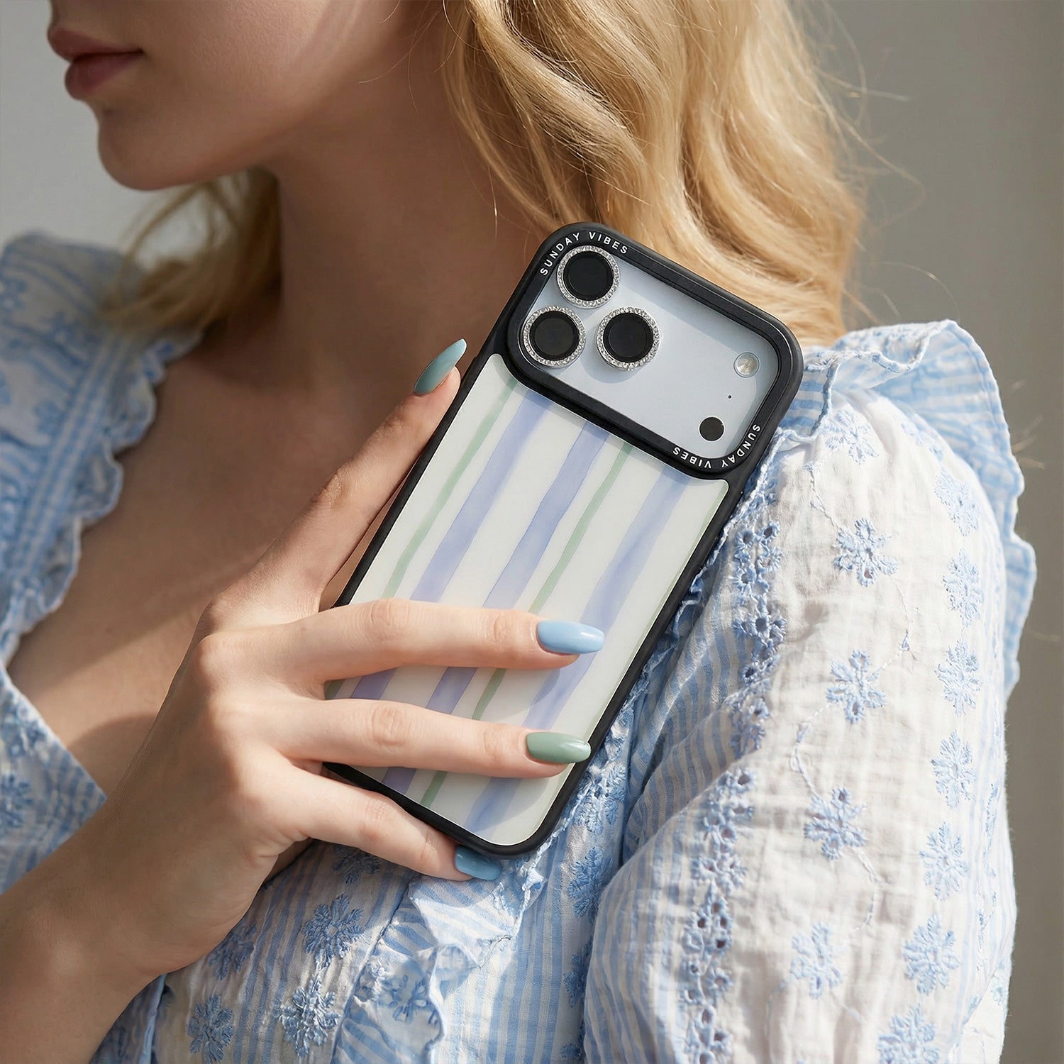 Azure Meadow Stripe iPhone Case