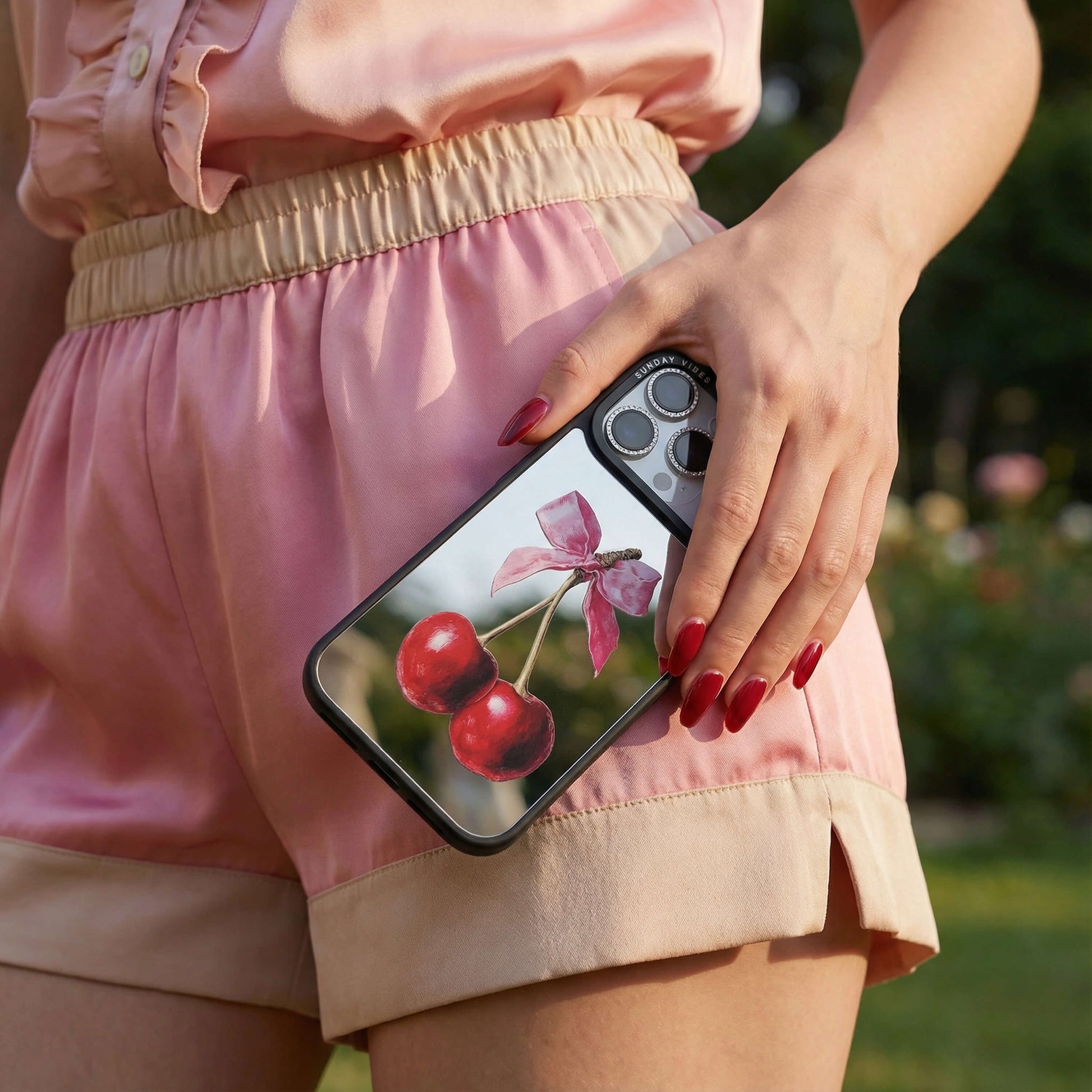 Cherry Charm Mirror iPhone Case